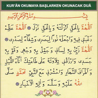 kuran okumaya başlama duası 1