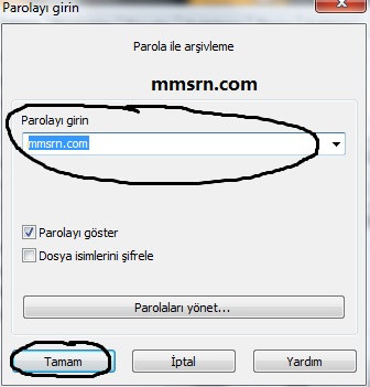 rarlı dosyalara şifre koymak 3
