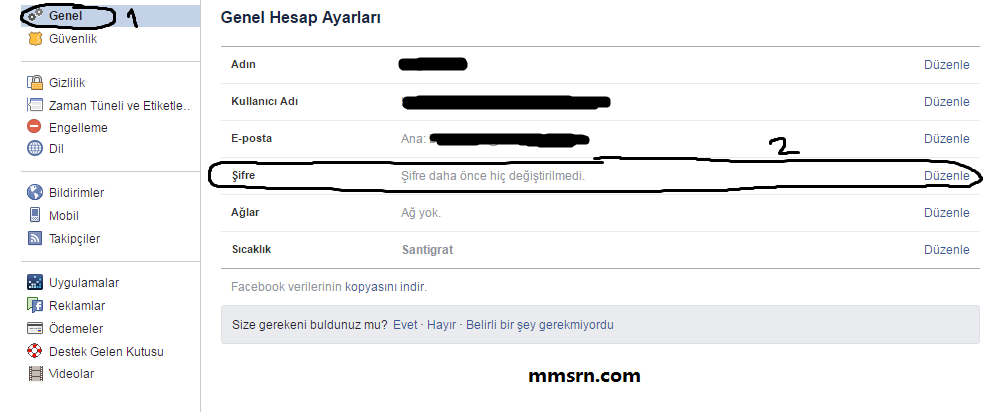 Facebook Şifre Değiştirme 3