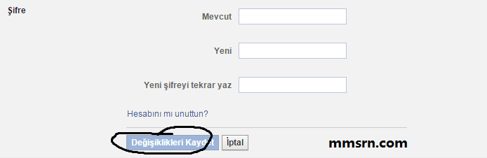 Facebook Şifre Değiştirme 4
