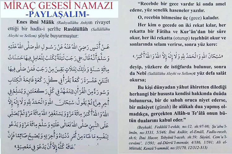 Miraç gecesi namazı
