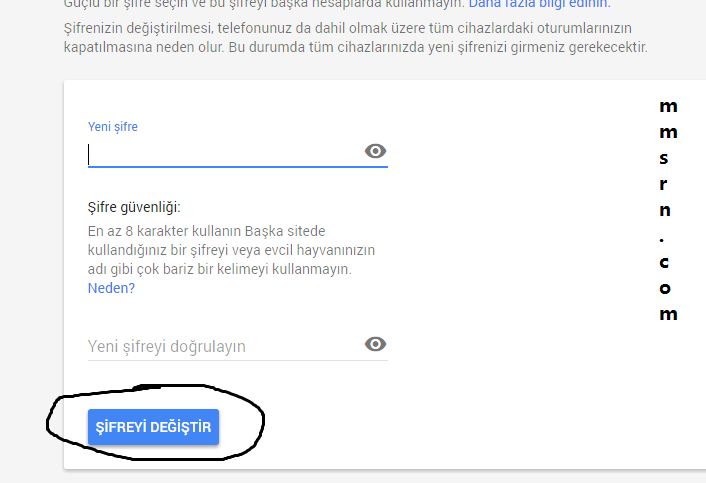 gmail şifre değiştirme 4
