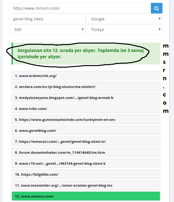 google sıralama bulucu 2
