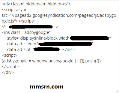 sadece masaüstünde görünen reklam kodları