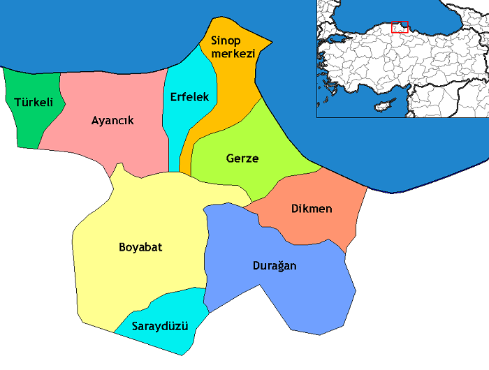 Sinop ilçeler haritası