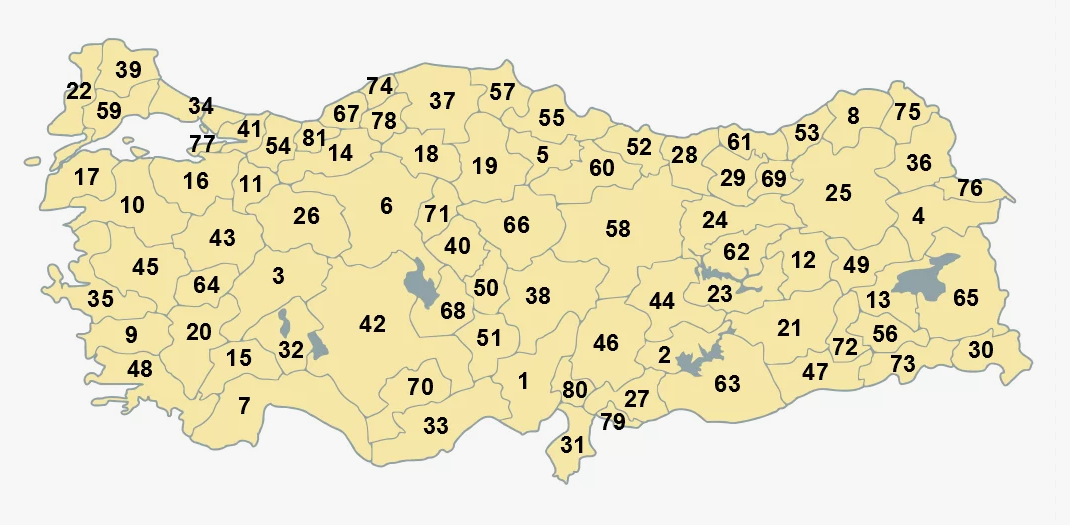 Plakalı Türkiye haritası 1 (Kaynak : Google & Yandex görseller)