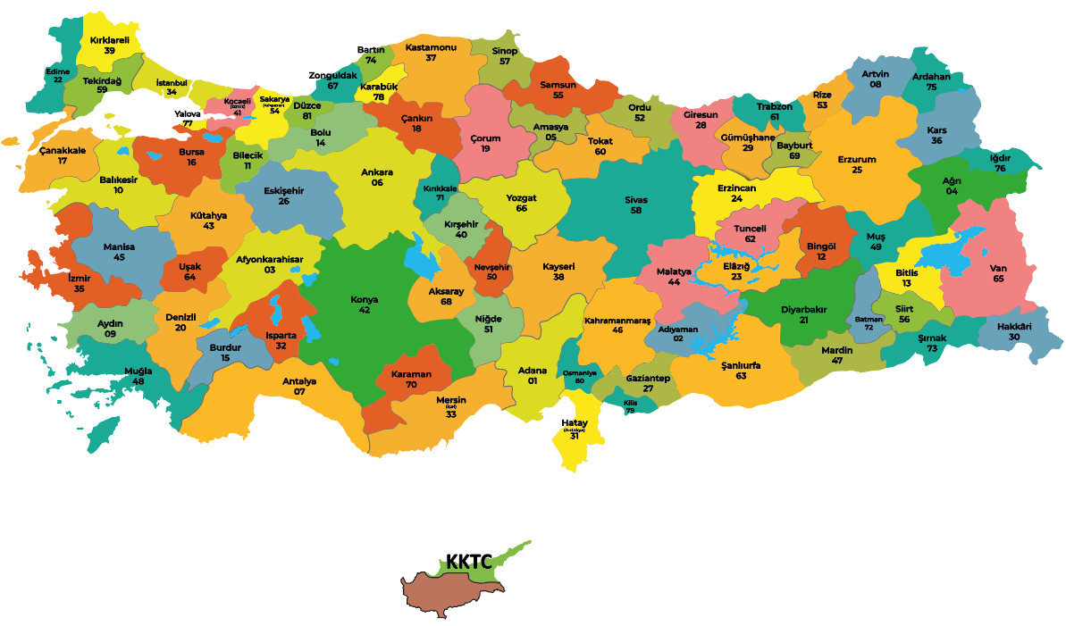 Plakalı Türkiye haritası 2 (Kaynak : Google & Yandex & Pinterest görseller)